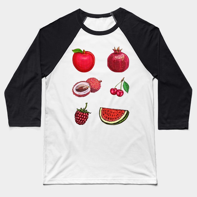 Pack of Fruits Stickers Baseball T-Shirt by gronly